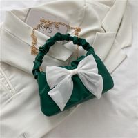 Women's Small Pu Leather Solid Color Cute Bowknot Square Zipper Handbag Crossbody Bag sku image 2