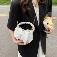 Women's Small Pu Leather Solid Color Cute Bowknot Square Zipper Handbag Crossbody Bag main image 2