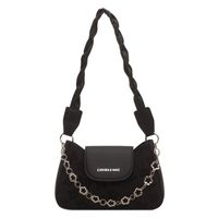Vintage Style Solid Color Chain Square Buckle Underarm Bag main image 5