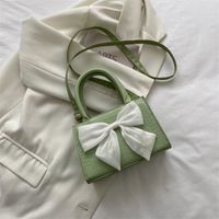 Elegant Solid Color Bowknot Square Zipper Handbag sku image 1