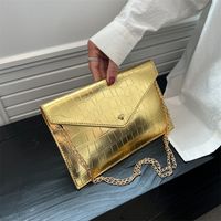 Pu Leather Plaid Solid Color Chain Square Evening Bags main image 1