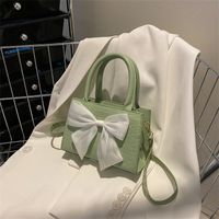 Elegant Solid Color Bowknot Square Zipper Handbag main image 3