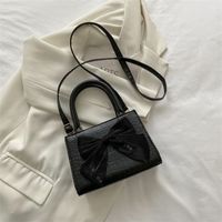 Elegant Solid Color Bowknot Square Zipper Handbag sku image 2