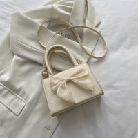 Elegant Solid Color Bowknot Square Zipper Handbag sku image 3