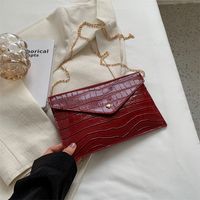 Pu Leather Plaid Solid Color Chain Square Evening Bags sku image 4