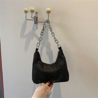 Vintage Style Solid Color Semicircle Zipper Shoulder Bag Underarm Bag main image 5