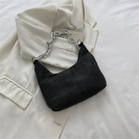 Vintage Style Solid Color Semicircle Zipper Shoulder Bag Underarm Bag sku image 1