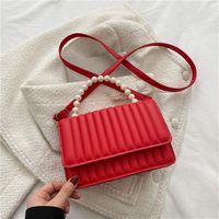 Mujeres Pequeña Cuero Sintético Raya Color Sólido Moda Perla Cuadrado Hebilla Bolso Bandolera sku image 3