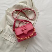Women's Small Pu Leather Solid Color Basic Chain Square Buckle Crossbody Bag sku image 4