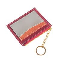 Fashion Color Block Soft Surface Square Zipper Card Holder main image 3