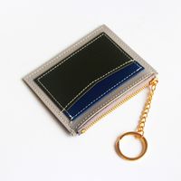 Fashion Color Block Soft Surface Square Zipper Card Holder sku image 3