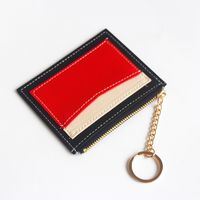 Fashion Color Block Soft Surface Square Zipper Card Holder sku image 1