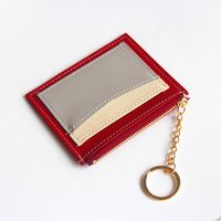 Fashion Color Block Soft Surface Square Zipper Card Holder sku image 2