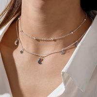 Simple Style Star Moon Alloy Layered Pendant Necklace 1 Piece main image 2