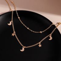 Simple Style Star Moon Alloy Layered Pendant Necklace 1 Piece main image 7