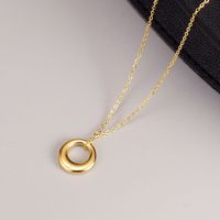 Simple New Style Circle Pendant Titanium Steel Gold Plated Necklace sku image 2