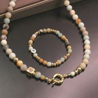 Fashion Round Mixed Materials Handmade Inlay Natural Stone Bracelets Necklace main image 1