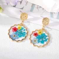 Wholesale Jewelry 1 Pair Fashion Dried Flower Colorful Alloy Drop Earrings sku image 3