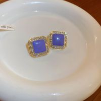 Fashion Diamond Opal Crystal Flower Alloy Earrings Wholesale sku image 1