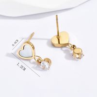 1 Pair Sweet Heart Shape Inlay 304 Stainless Steel Zircon 14K Gold Plated Earrings main image 2