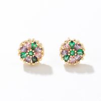 Simple Style Flower Copper Ear Studs Plating Inlay Zircon Copper Earrings sku image 3