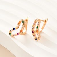 Fashion Heart Shape Copper Earrings Plating Zircon Copper Earrings 1 Pair main image 1