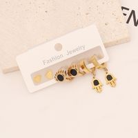 1 Set Simple Style Gloves Heart Shape Butterfly Tassel Stainless Steel 18K Gold Plated Drop Earrings sku image 3