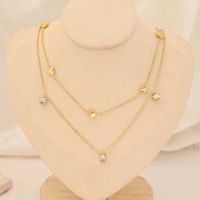 Stainless Steel 18K Gold Plated Fashion Gold Plated Heart Shape Pearl Layered Necklaces main image 2