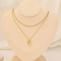 Acero Inoxidable Chapados en oro de 18k Moda Chapado En Oro Forma De Corazón Perla Collares En Capas main image 3