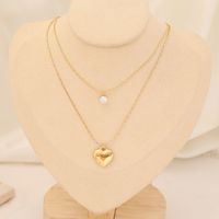 Stainless Steel 18K Gold Plated Fashion Gold Plated Heart Shape Pearl Layered Necklaces main image 4