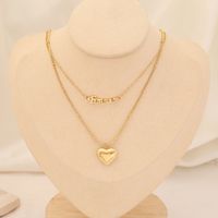 Acero Inoxidable Chapados en oro de 18k Moda Chapado En Oro Forma De Corazón Perla Collares En Capas main image 7