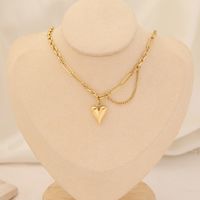 Acero Inoxidable Chapados en oro de 18k Moda Chapado En Oro Forma De Corazón Perla Collares En Capas main image 10