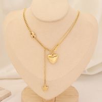 Acero Inoxidable Chapados en oro de 18k Moda Chapado En Oro Forma De Corazón Perla Collares En Capas main image 8