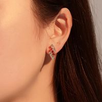 Fashion Lightning Copper Ear Studs Inlay Rhinestones Copper Earrings 1 Pair main image 2