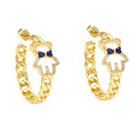 Fashion Bear Copper Earrings Zircon Copper Earrings sku image 2