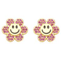 Mode Fleur Le Cuivre Boucles D'oreilles Placage Zircon Boucles D'oreilles En Cuivre sku image 2