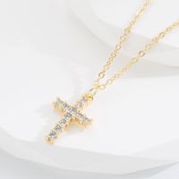 Fashion Human Cross Oval Copper Necklace Inlaid Zircon Copper Necklaces main image 3