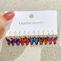 Retro Butterfly Alloy Enamel Metal Acrylic Earrings main image 6