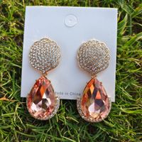 Fashion Round Water Droplets Alloy Inlay Rhinestone Earrings main image 5