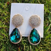 Fashion Round Water Droplets Alloy Inlay Rhinestone Earrings main image 4