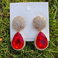 Fashion Round Water Droplets Alloy Inlay Rhinestone Earrings main image 2