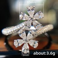 Simple Style Flower Copper Rings Inlay Zircon Copper Rings main image 3