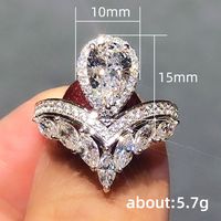 Fashion Water Droplets Copper Rings Inlay Zircon Copper Rings main image 4