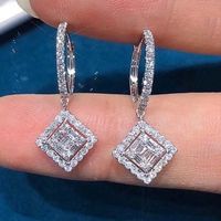 Simple Style Geometric Copper Earrings Diamond Artificial Gemstones Copper Earrings main image 4