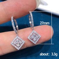 Simple Style Geometric Copper Earrings Diamond Artificial Gemstones Copper Earrings main image 2