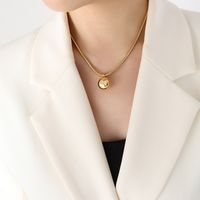 Einfache Stil Runde Herzform Titan Stahl Halskette Beschichtung Edelstahl Halsketten sku image 1