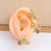 Simple Style Paper Clip Copper Ear Studs Zircon Copper Earrings main image 5