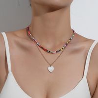 Fashion Heart Shape Alloy Mother Pearl Shellfish Beaded Necklace main image 3