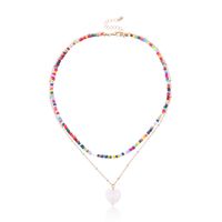 Fashion Heart Shape Alloy Mother Pearl Shellfish Beaded Necklace sku image 1