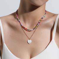 Fashion Heart Shape Alloy Mother Pearl Shellfish Beaded Necklace main image 2